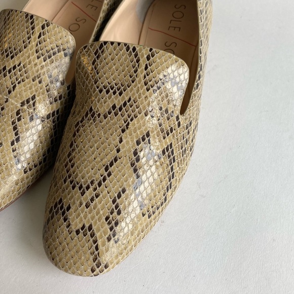 Sole Society Cream Brown Snake Print Leather Loafers size 8 - Picture 7 of 15